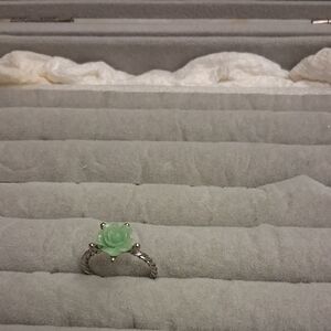 Green Rose Silver Ring